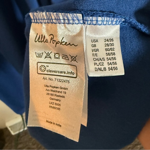 Ulla Popken Blue V Neck Cotton Midi Dress Size 24/26 - Picture 6 of 7